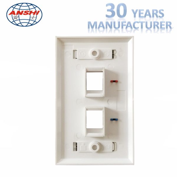 Telecommunication 2 Port Faceplate Prevent Dust High Strength Resistance