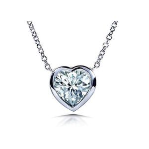 16inch 14K Gold Necklaces Heart Bezel style with 6x6mm Moissanite
