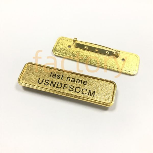 Gold Plated Name Tag Badge Clothing Custom Made With Safety Pin