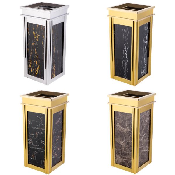 Buy Hotel Elevator Entrance Large Marble Stainless Steel Trash Can with Ashtray at wholesale prices