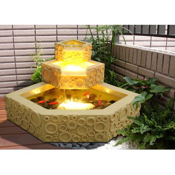 Buy Classical Polygon Lighted Sandstone Brick Garden Fountain at wholesale prices