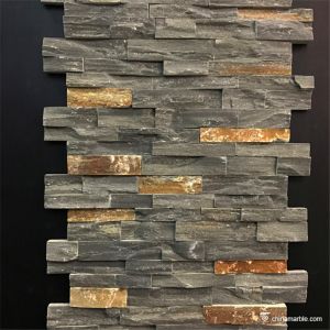 Black Slate With P014 Rust Rock Face Ledge Stone , China Wall Cladding