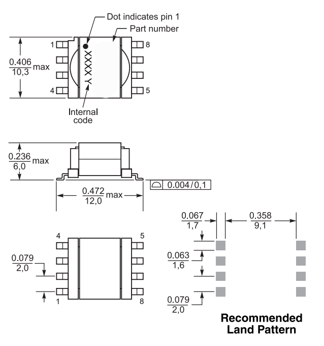 Ferrite Core Isolation Transformer for isoSPI Interface Devices with High Isolation and Surface Mount Design