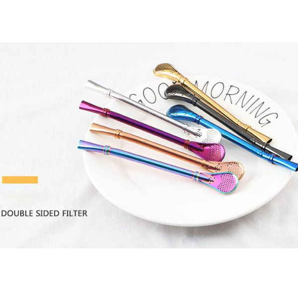 Novelty 304 Stainless Steel Straw / Creative Stainless Steel Coffee Scoop Filter