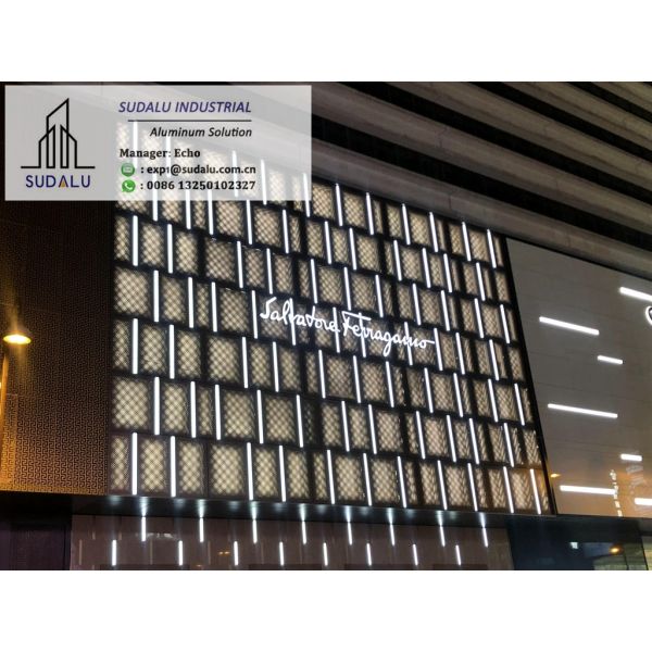 SUDALU Fashion Design Aluminum Perforated Panel For Building Facade Cladding Wall Aluminum Curvel Cut Panel