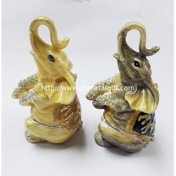 Hot sale elephant box elephant metal trinket box pewter elephant jewelry box for gift