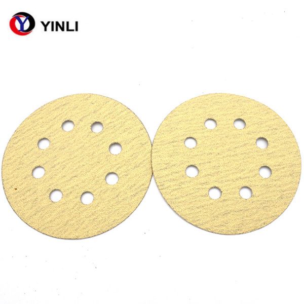 Yellow Aluminum Oxide Sanding Discs 17 Holes 6 Inch Sticky Back Sandpaper