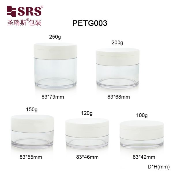 PETG003 PETG Material Flip Cap Plastic Jar Customization Clear Transparent Container for Body Scrub