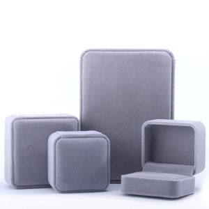 Customized Size Gray Velvet Jewelry Box for Necklace ring Earrings Bracelet