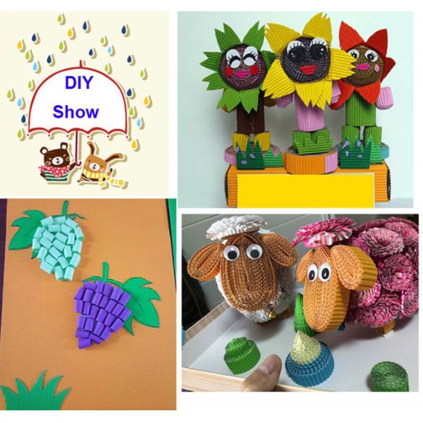 Colorful craft corrugated quilling paper for DIY toys / handcraft kids hand-craft diy material A4 size customer size
