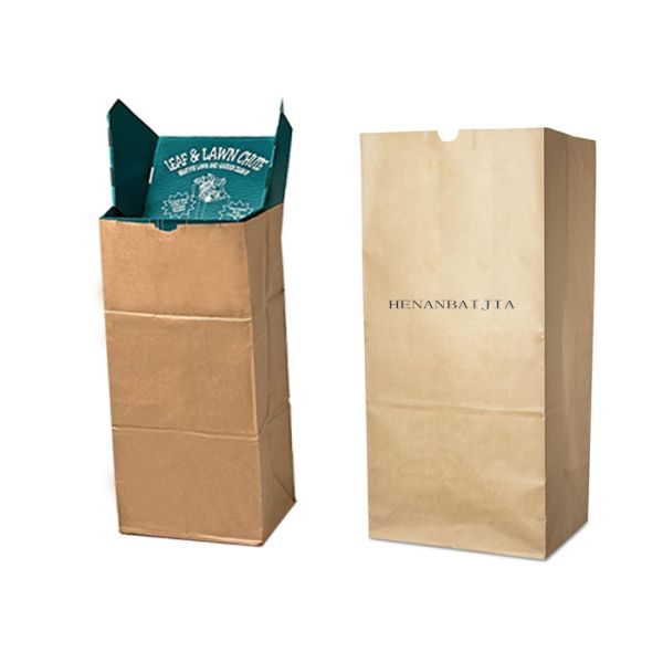 Custom Multiwall Lawn Paper Bags Brown Biodegradable Flexo Print Paper Refuse Bags