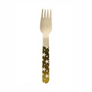 Bling Golden Star Wooden Party Birthday Disposable Cutlery Tableware