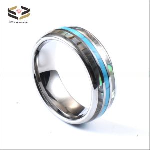 Third Party Appraisal Certified 8mm Abalone Shell Turquoise Inlay Tungsten