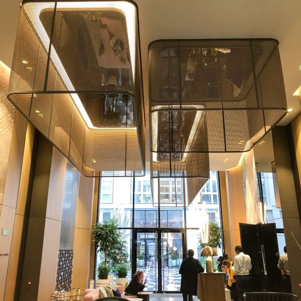 Architectural Antique Brass Woven Wire Mesh In Reverse Dutch Weave 52% Open Area For ceiling