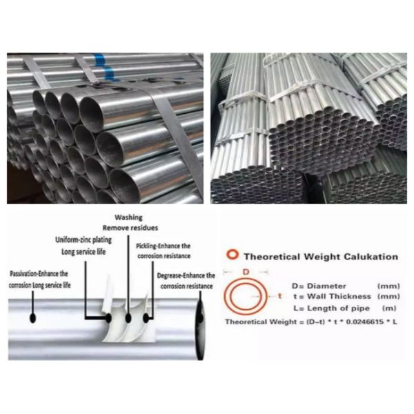 Galvanized Steel Pipe 1/2 to 48 Inch Carbon Steel Round Tube