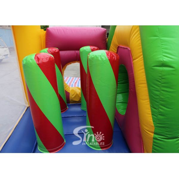 Outdoor Kids Inflatable Bouncy Castle With Slide And Pillars Inside Made Of Best Pvc Tarpaulin