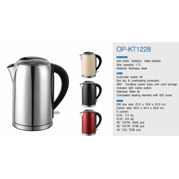 Hotel Electric Stainless Steel Kettle with Cordless Automatic Shut-off