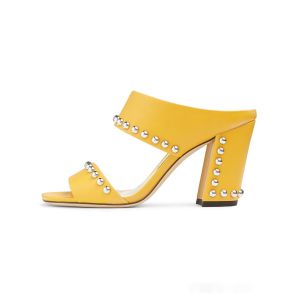 Quality Lambskin ODM Women High Heeled Shoes With Metallic Dome Embellishments for sale