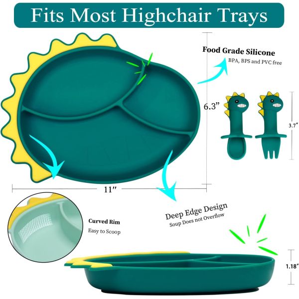 Heatproof Dinner silicone plate set Multipurpose Shatterproof