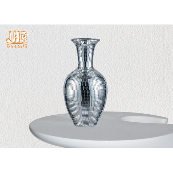 Buy Wedding Centerpiece Table Vase Silver Mosaic Glass Table Vases Decorative Flower Pots at wholesale prices