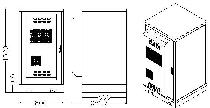 Floor Self - Standing Outdoor Power Cabinet 1500mm × 800mm × 800mm External Size
