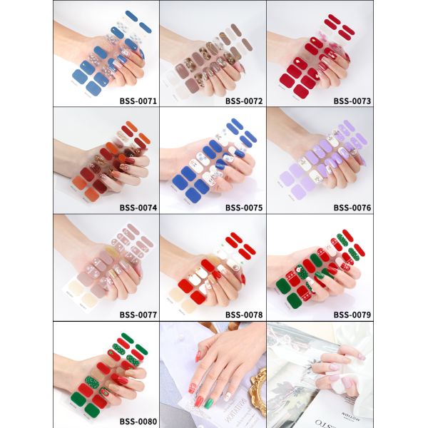New Hot Custom Logo Christmas Gel Nail Stickers Snowflake Nail Wraps For Woman