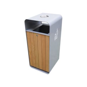 China 316 Stainless Steel Outdoor Wooden Trash Can on sale