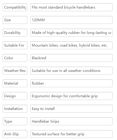 120MM Bicycle Rubber Handle Grips Ergonomic Design Easy To Install