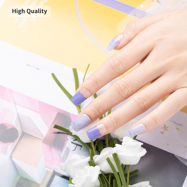 Eco-friendly 3D Solid Color UV Gel Nail Stickers for Long Lasting Semi Cured Nails