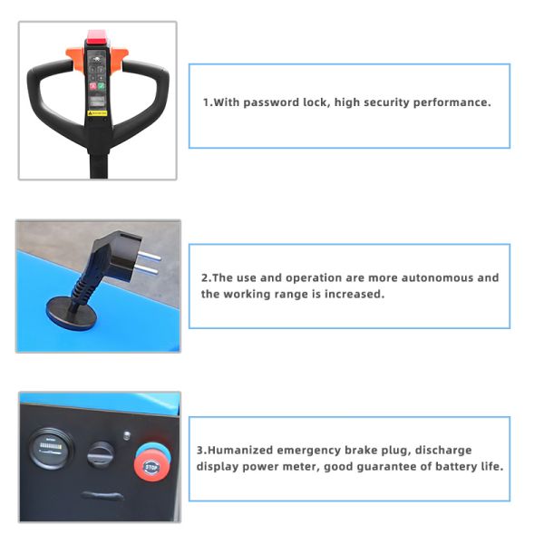 Full Electric Forklift Truck 1.5 Ton Pallet Truck 2 Ton Electric Pallet Jack