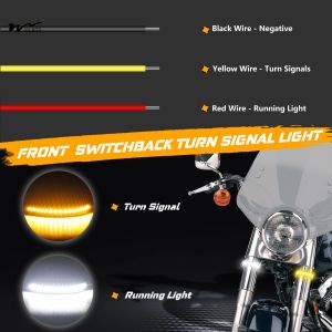 Front Amber/White Rear Red/Amber Motorcycle LED Turn Signals Fork Light Strip