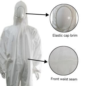 Breathable Durable PPE Protective Isolation Hooded Coveralls Without Stick Strip