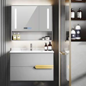 Floating 24 Inch Wall Hung Vanity Unit With Sink Natural Wood