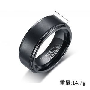 Silver Blue Gold Black Tungsten Wedding Band for Men 8mm Matte Brushed Finish