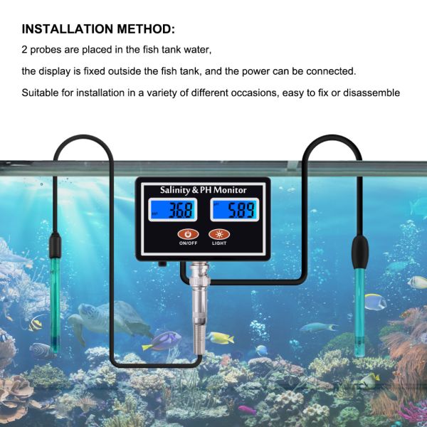 DC6V Seawater 2 In 1 Aquarium Salinity Digital PH Meter