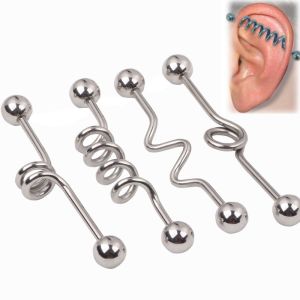 China Wholesale Body Piercing Jewelry Surgical Steel Industrial Barbells Earring Jewelry on sale