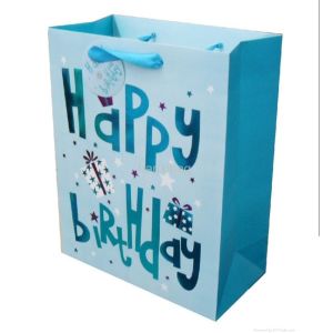 Custom Embossed Paper Packaging Bag Grosgrain Handle for Christmas