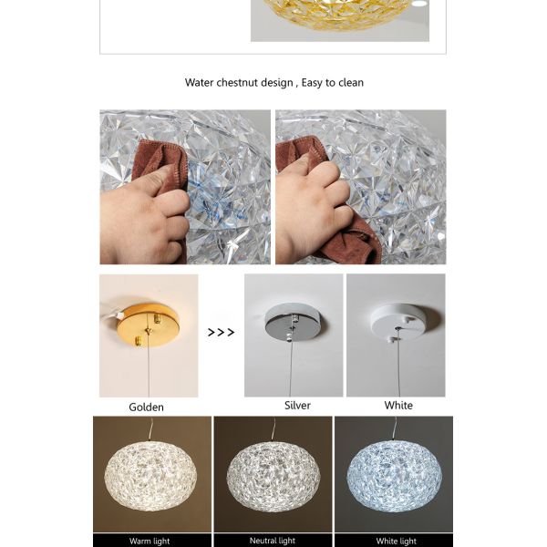 Post Modern Living room Acrylic Oval Ball Chandelier Bedroom Planet Suspension Lamp(WH-MI-385)