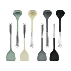 Silicone Stainless Steel Kitchen CookinUtensils Set 2-Pieces Flexible Silicone