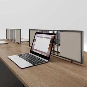 Minimalist Four Person Office Workstation with Wooden Melamine Surface Desk and