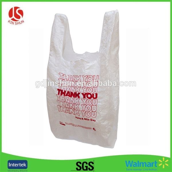 Size White "Thank You" reusable plasticT-Shirt Bags