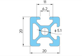20 Series Aluminum H Extrusion Profiles Sandblasting Spray