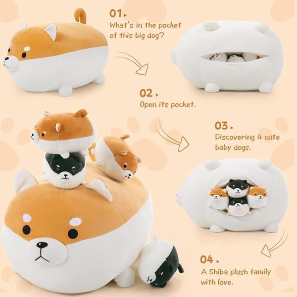 MorisMos 18\" Unisex Shiba Inu Corgi Plush Dog Toy Soft Cute Kids Stuffed Animal Pillow for Birthday Christmas or Anytime