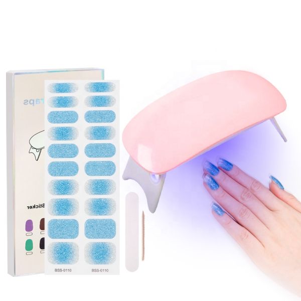 High gloss Irregular bronzing lines Marble leopard print semi curing gel nail sticker used with UV lamp