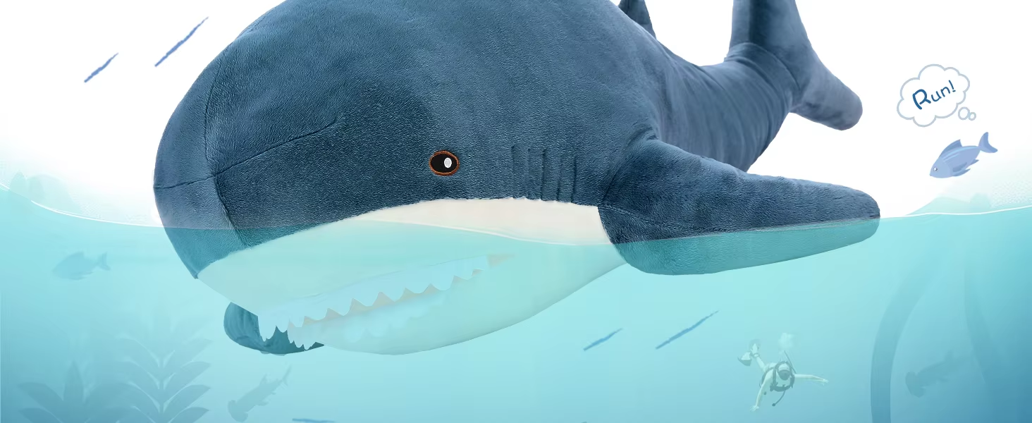 Factory Wholesale Professional MORISMOS Purple 40in Super Soft Giant Shark Stuffed Toy Cute Kids' Animal Pillow with PP Filling