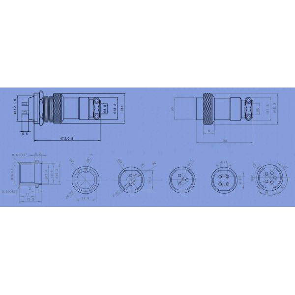 Zinc Alloy GX16 Aviation Plug 2 Pin 3 4 5 Pins Rear Mounting Style