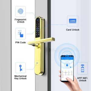 Ttlock App Wifi Smart Handle Password Door Lock With 6V Batteries