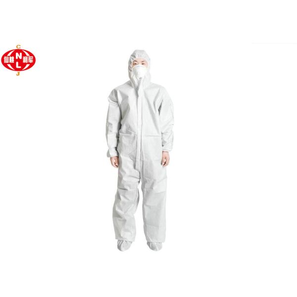 Buy Waterproof White Microporous Disposable Hooded Coveralls at wholesale prices
