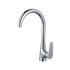 Zinc SUS304 Single Handle Kitchen Faucet High Arc Deck Mounted