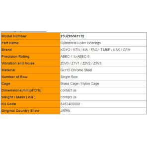 CE ROHS Certificated Cylindrical Roller Bearings / Eccentric Bearing 25UZ850611T